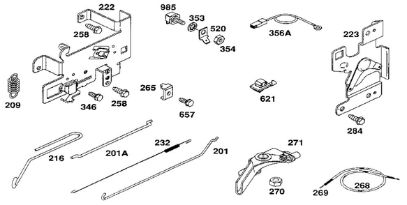 Governor Parts Diagram and Parts List for 259700-259799 0102, 0104, 0117 Briggs and Stratton Engine
